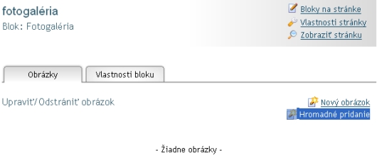 Hromadné pridanie fotografií