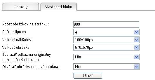 vlastnosti fotogalérie